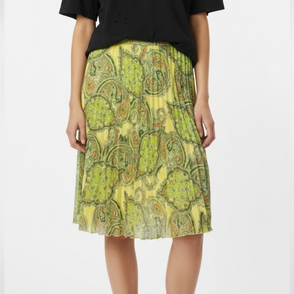 Sunny Leigh Skirt Green Paisley Pleated Retro Fairy Boho XL NWT